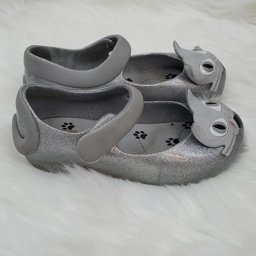 Mini Melissa cat gray dress shoes velcro girl size 9?